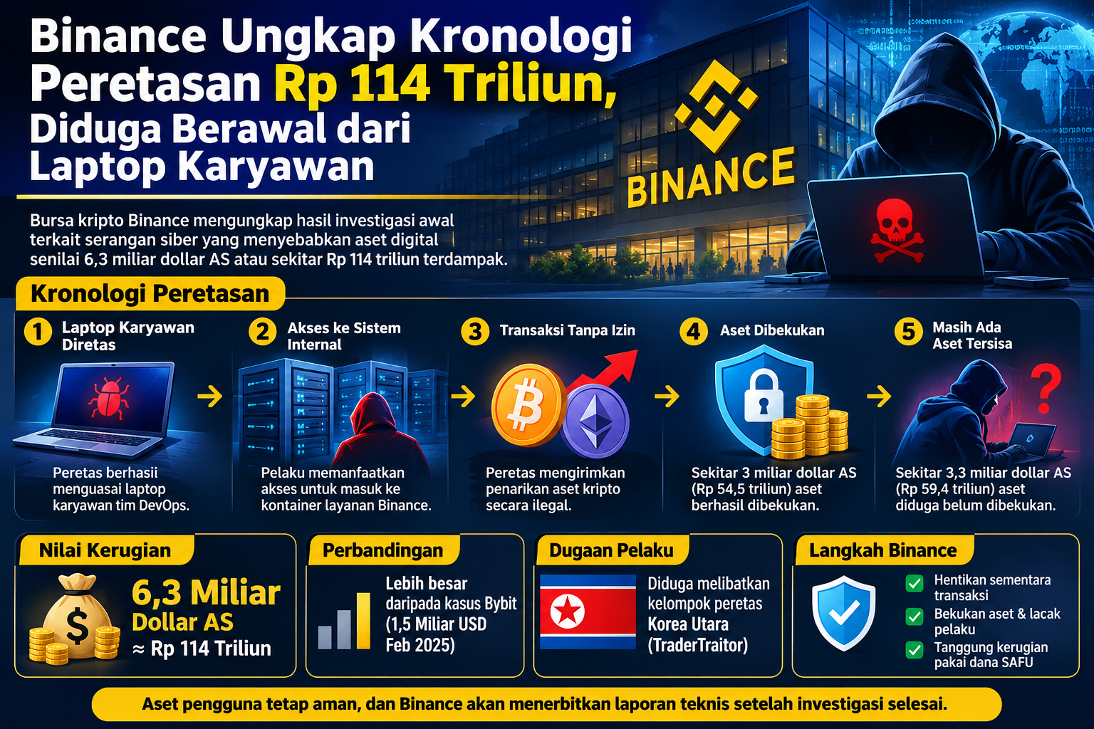 Binance Ungkap Kronologi Peretasan Rp 114 Triliun, Diduga Berawal dari Laptop Karyawan